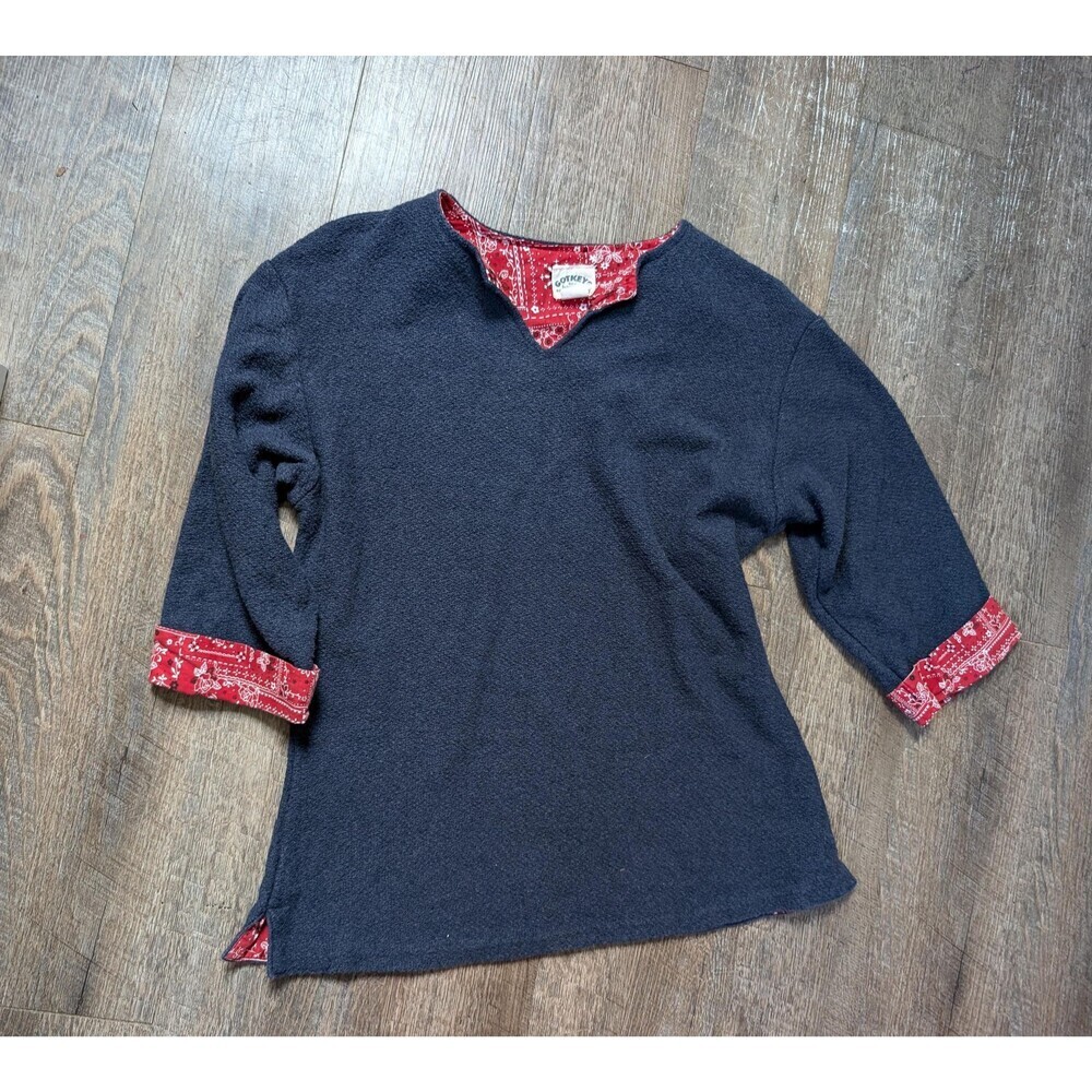 Vintage Western Blouse, Bandana Blue Sweater Top